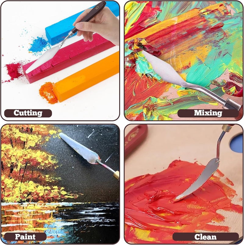 Telooco 5 PCS Frosting Spatula Cake Frosting Spatula Dual-use Pallet Knife Painting Knife for Baking Pastry Tool Cake Fondant Chocolate，Art Painting Art Acrylic Draw Color Mixing Supplies - Image 4